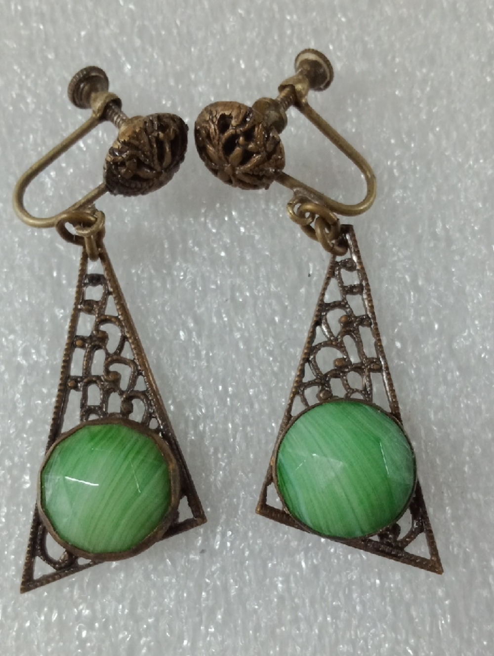 Antique Czech Art Earrings #A464 - Picture 2 of 7